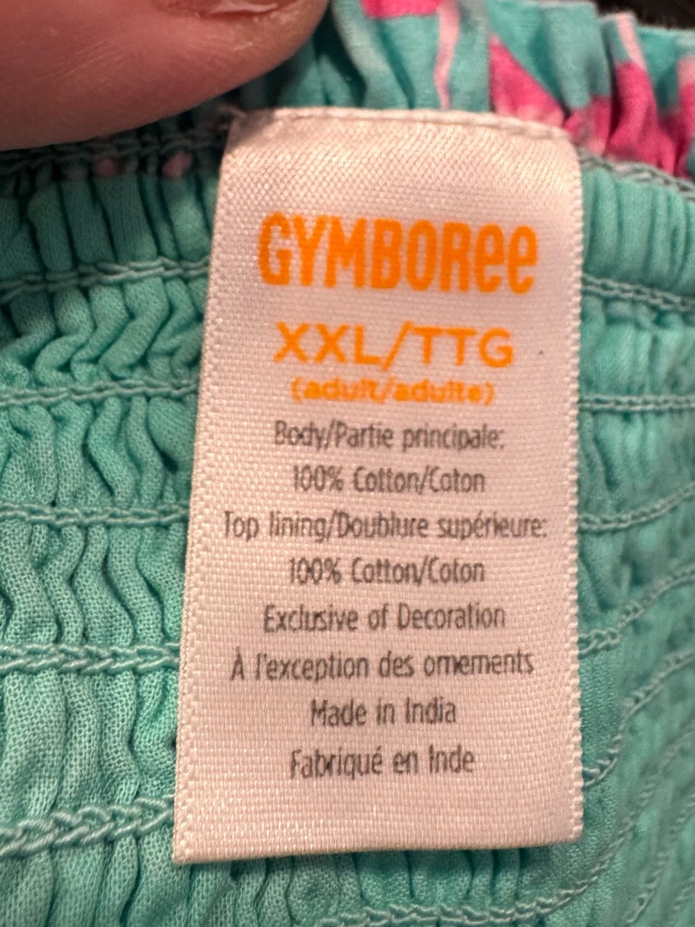 Gymboree Adult XXL Flamingo Tropical Tiered Sundress Aqua Pink Cotton NWOT - Picture 3 of 3